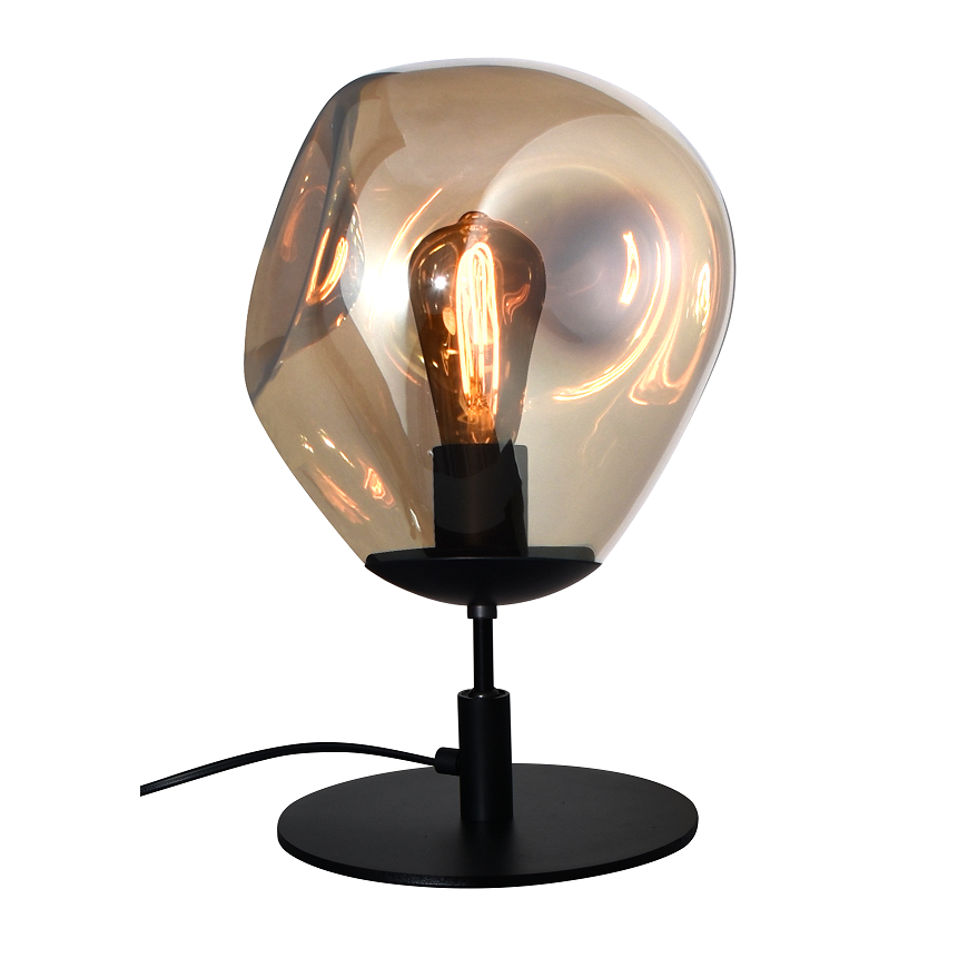 Tafellamp Masterlight Lava Zwart Goud Glas Klein