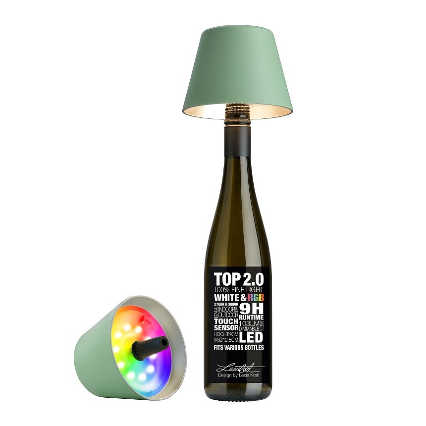 Sompex Flessenlamp Top2.0 OlijfGroen Dimbaar En RGBW