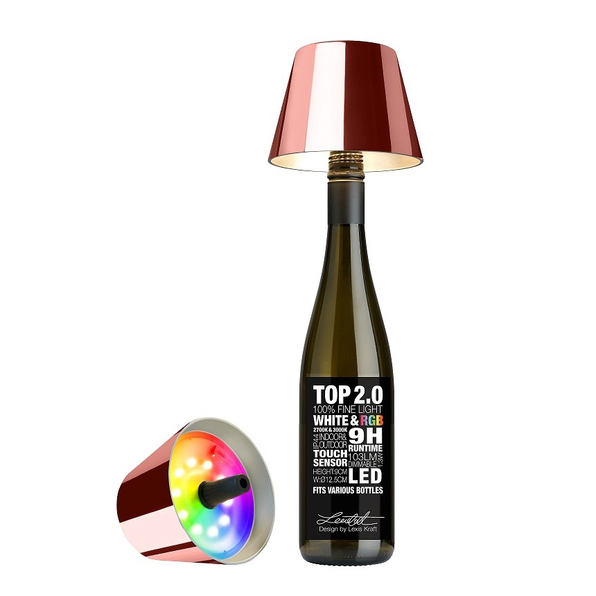 Sompex Flessenlamp Top2.0 RoséGoud Dimbaar En RGBW