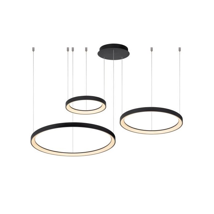 Hanglamp Lucide Vidal Zwart Met 3 Ringen