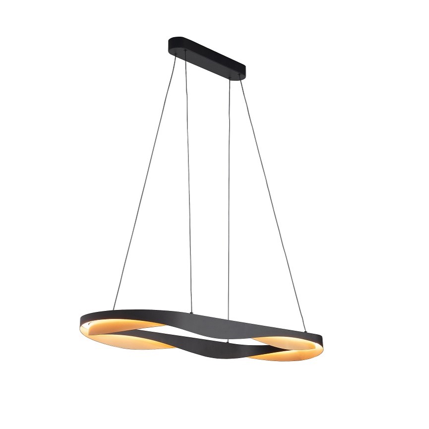 Hanglamp Highlight Ascoli Ovaal Zwart Goud Met Dimmer