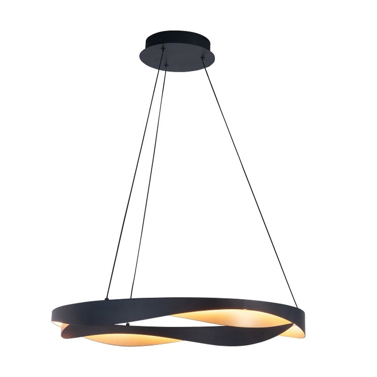 Hanglamp Highlight Ascoli Rond 64cm Zwart Goud Met Dimmer